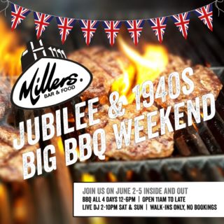 🍔BREAKING BBQ NEWS🍔
Thanks to the wonderful reaction we've had to our two-day jubilee/1940s BBQ announcement, we've now upgraded it to FOUR days of BBQ action.
Smokin'.
So we'll be grilling dishes for your delight June 2, 3, 4 & 5 from 12-6pm!
DJ Sat & Sun, just turn up.